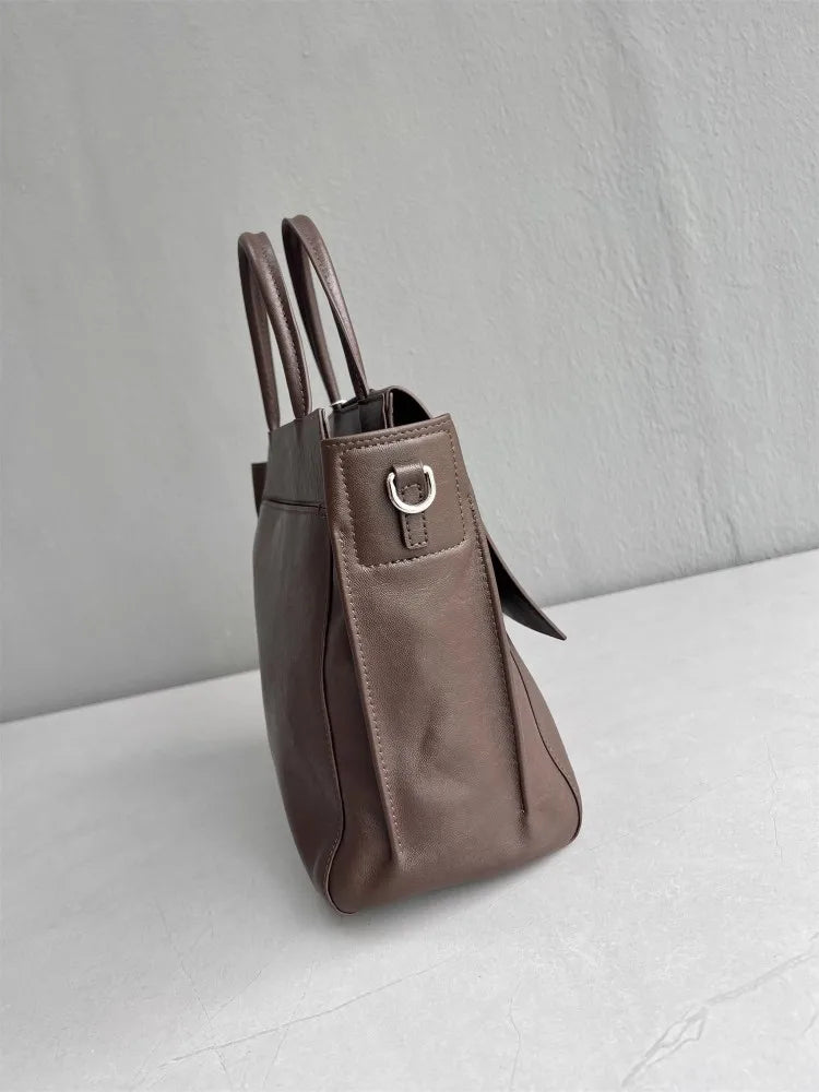 Vintage Leather Flap Tote Bag