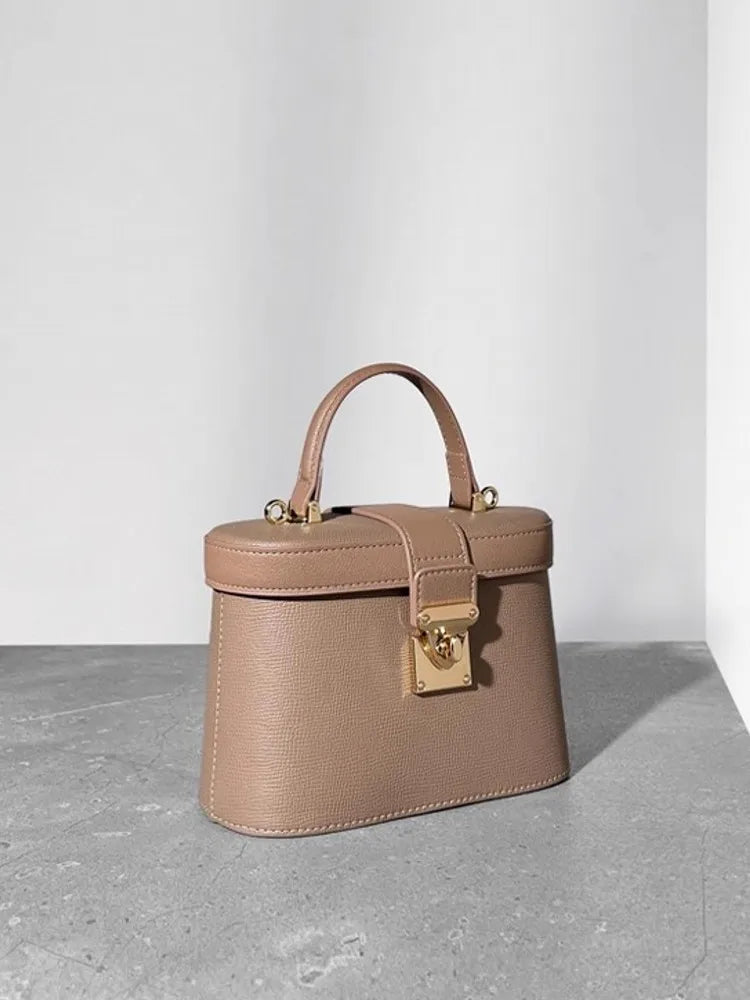 Leather Top Handle Flap Bag