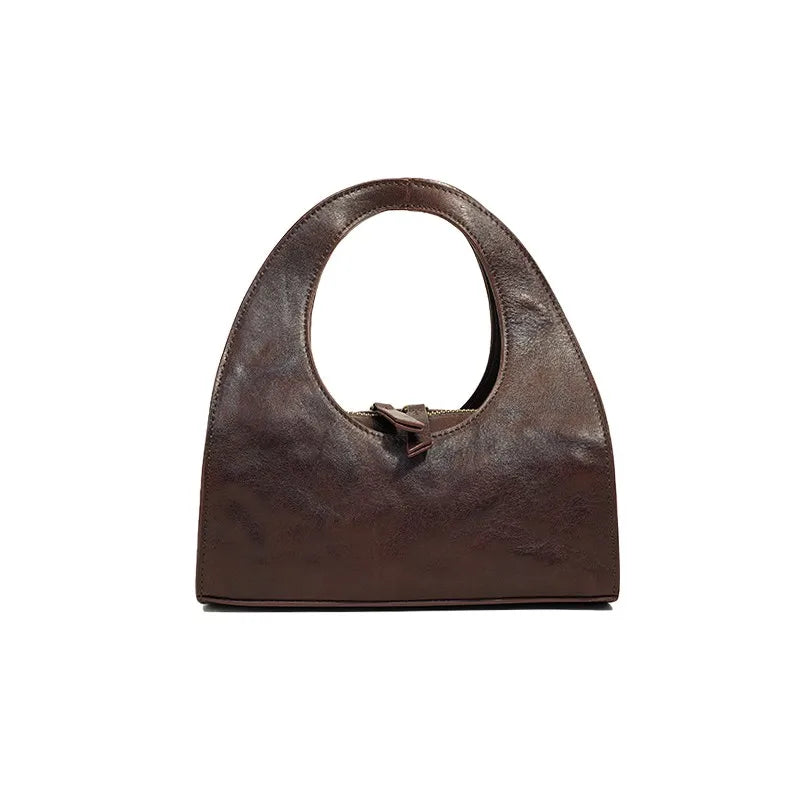 Leather Cutout Handle Hobo Bag