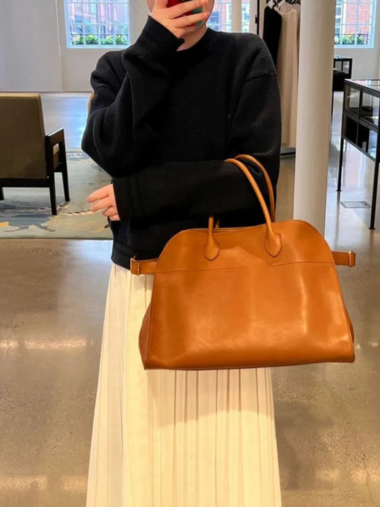 Leather Oversized Top Handle Bag