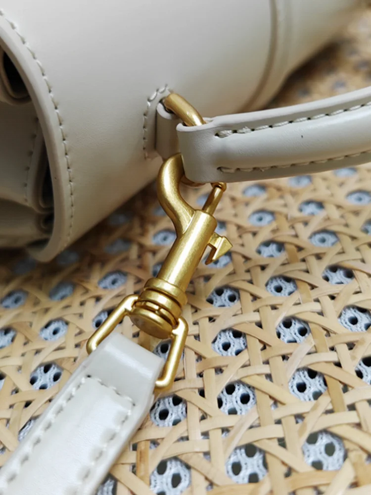 Leather Lock Flap Shoulder Bag