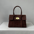 Suede Leather Top Handle Bag