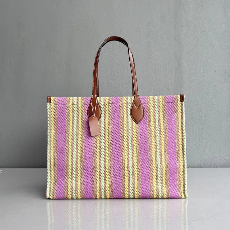 Striped Canvas Tote Bag