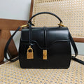 Leather Lock Flap Shoulder Bag