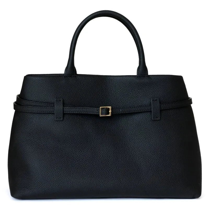 Leather Top Handle Tote Bag