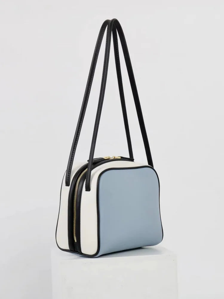 Colorblock Leather Shoulder Bag