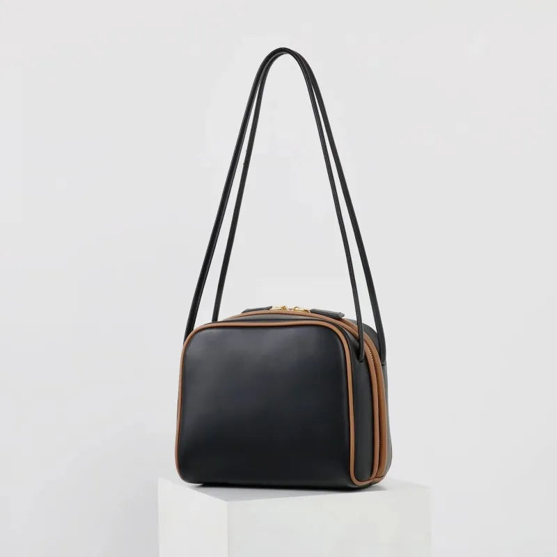 Colorblock Leather Shoulder Bag