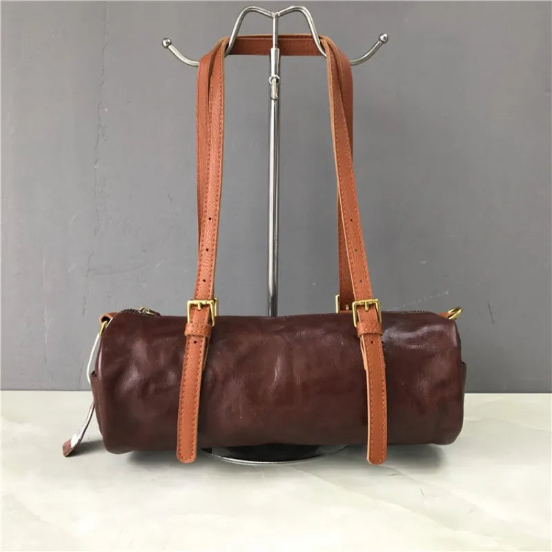 Vintage Leather Boston Shoulder Bag
