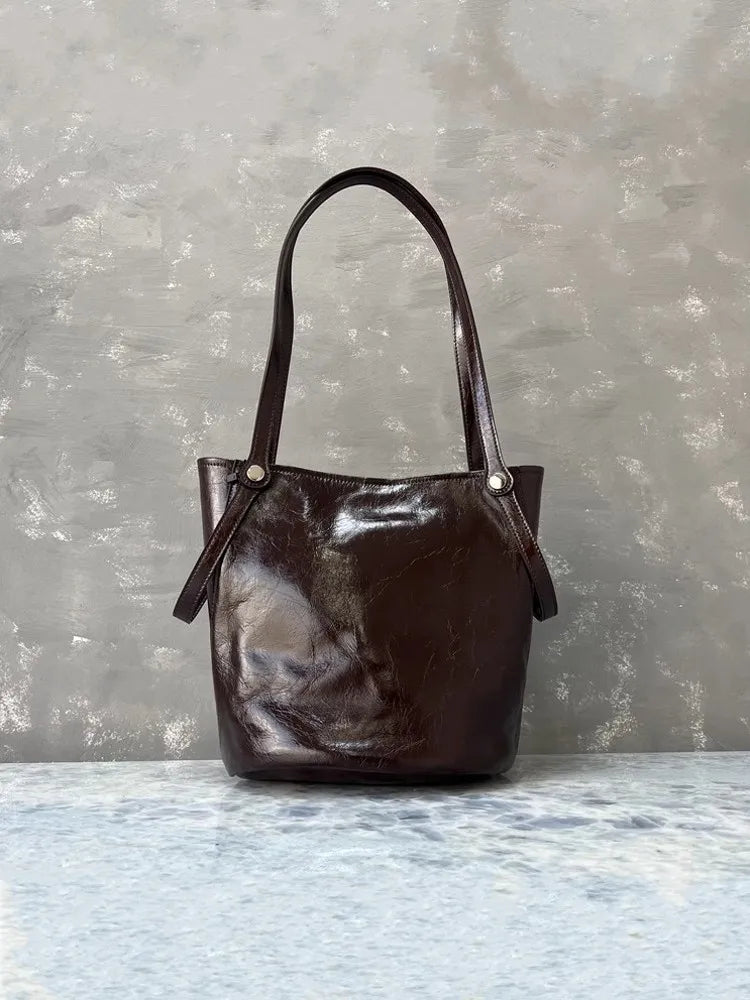 Leather Bucket Shoulder Bag