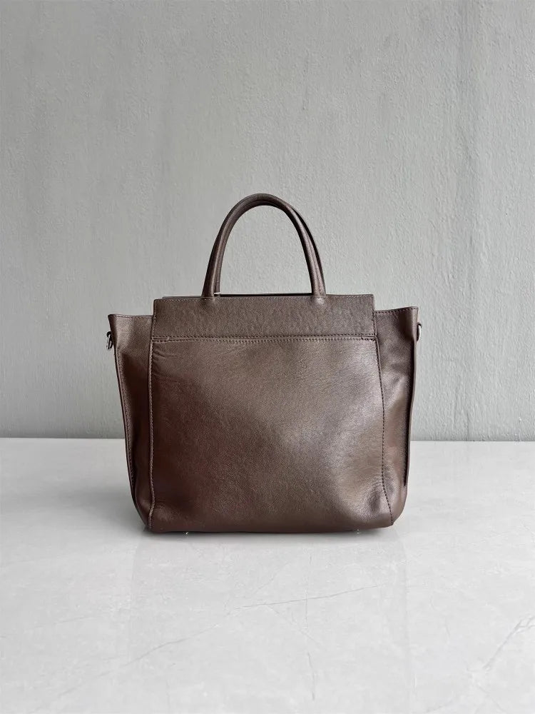 Vintage Leather Flap Tote Bag