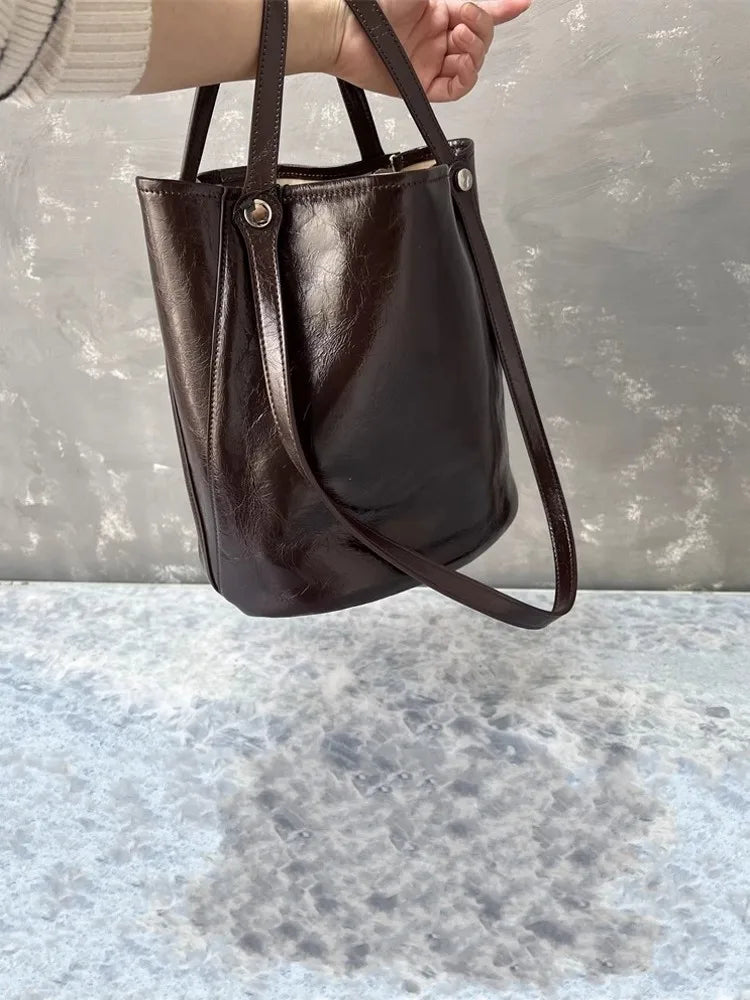 Leather Bucket Shoulder Bag