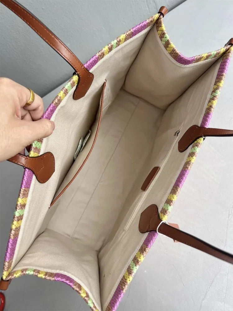 Striped Canvas Tote Bag