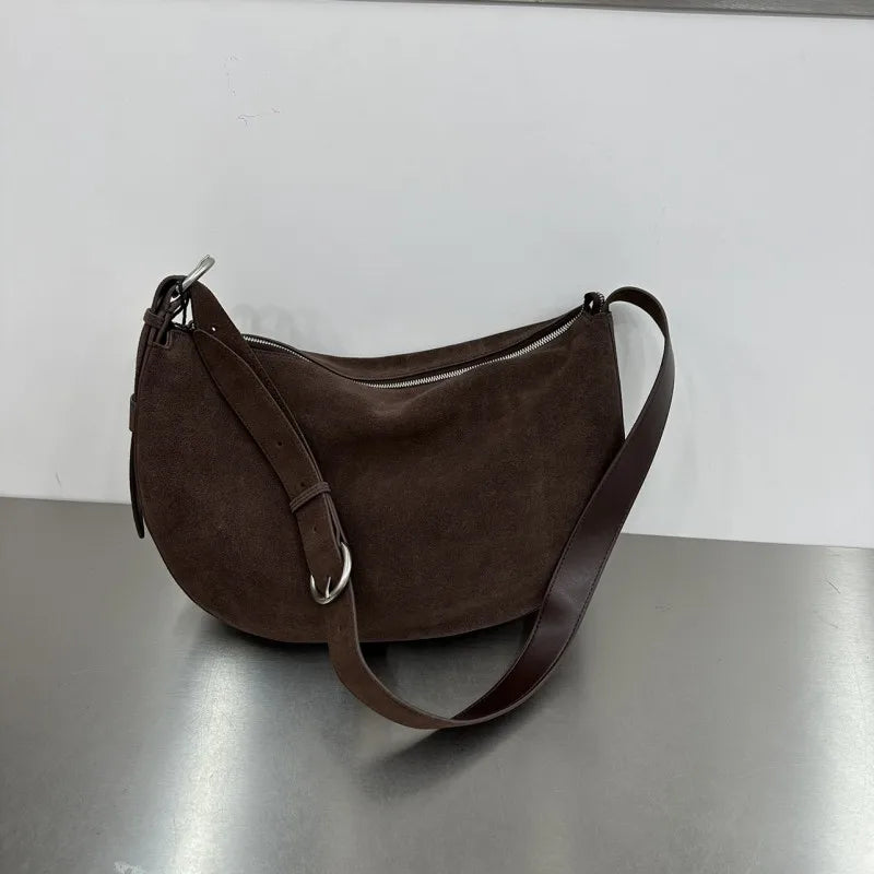 Suede Dumpling Shoulder Bag