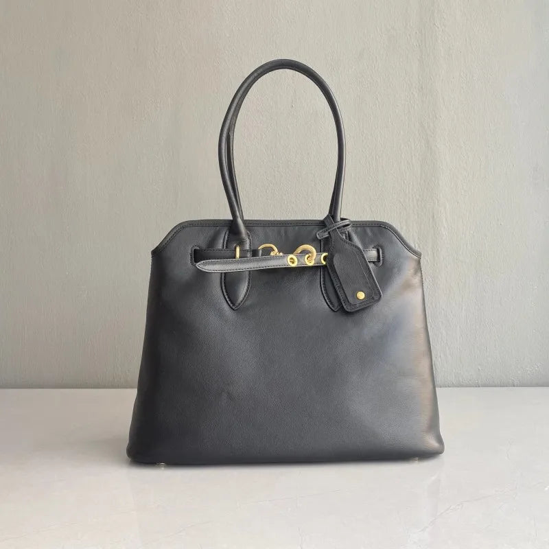 Leather Buckle Tote Bag