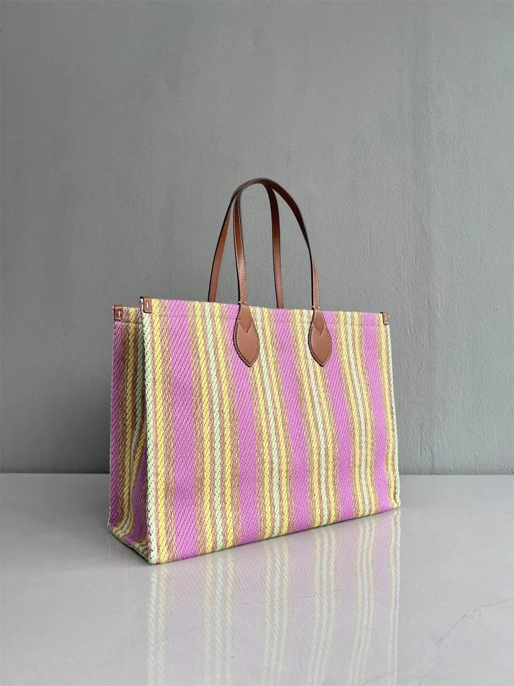 Striped Canvas Tote Bag