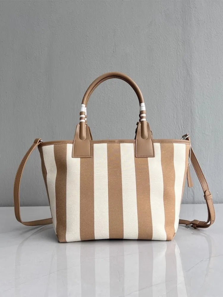 Striped Canvas Tote Bag